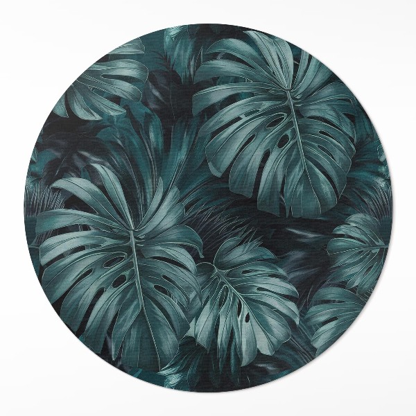 Covor rotund din vinil Vegetație de junglă frunze de monstera tropicală