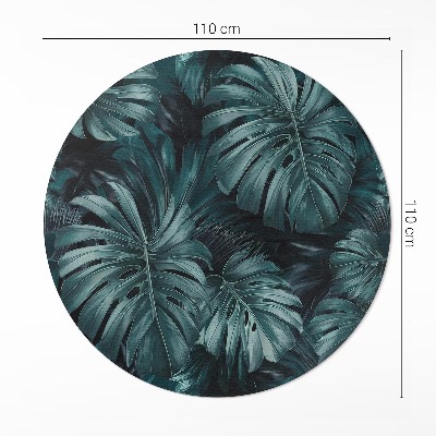 Covor rotund din vinil Vegetație de junglă frunze de monstera tropicală