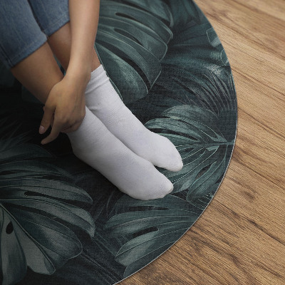 Covor rotund din vinil Vegetație de junglă frunze de monstera tropicală