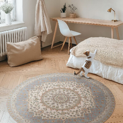 Covor rotund din vinil Ornament delicat de plante mandala vintage
