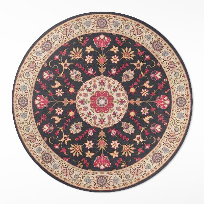 Covor rotund din vinil Ornament cu flori și frunze stil turcesc