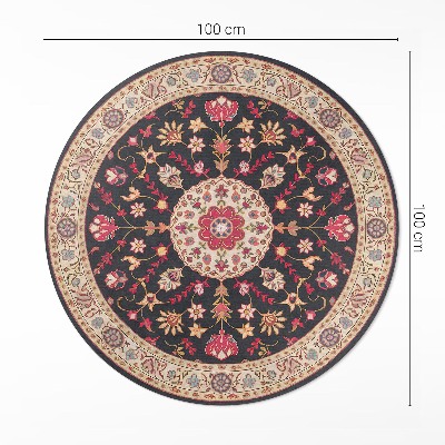 Covor rotund din vinil Ornament cu flori și frunze stil turcesc