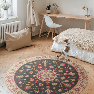 Covor rotund din vinil Motiv decorativ cu plante în stil persan