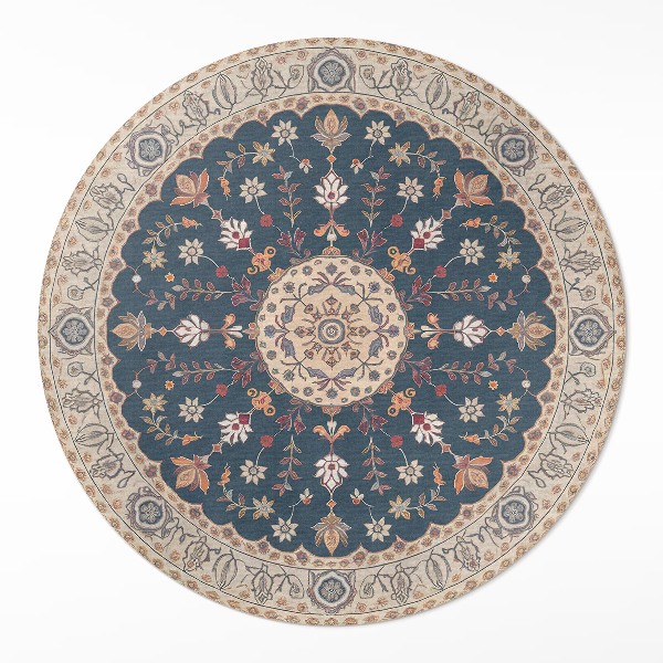 Covor rotund din vinil Ornament vegetal cu flori stil persan