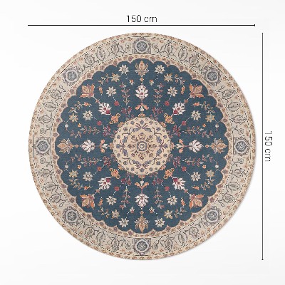 Covor rotund din vinil Ornament vegetal cu flori stil persan