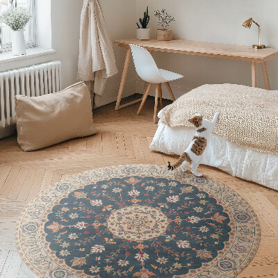 Covor rotund din vinil Ornament vegetal cu flori stil persan