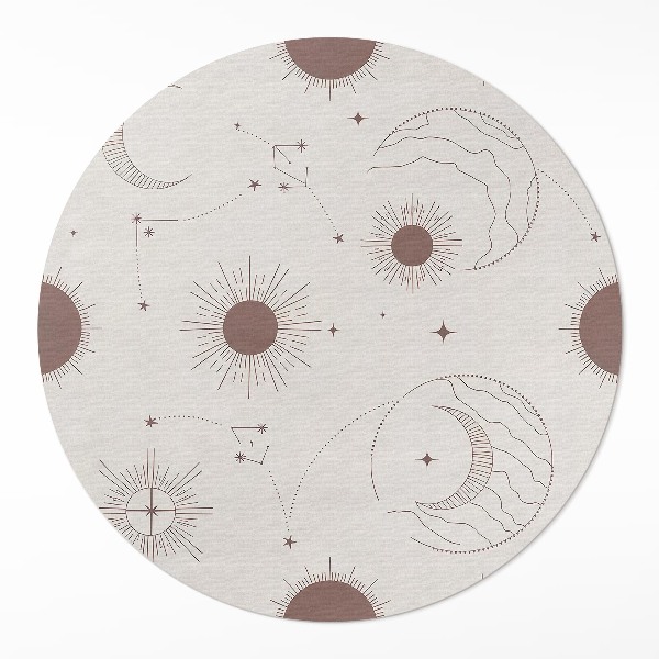 Covor rotund din vinil Motivul astrologic Cosmos Luni Stele