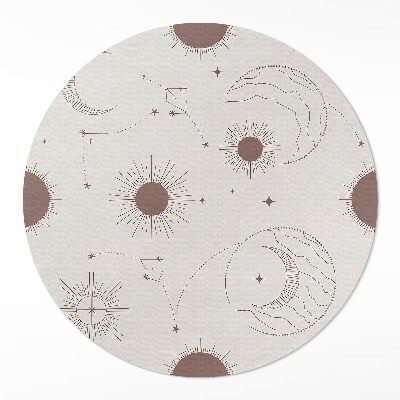 Covor rotund din vinil Motivul astrologic Cosmos Luni Stele