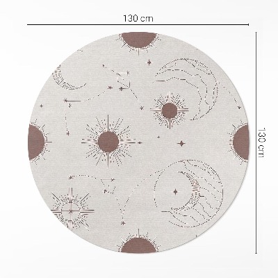 Covor rotund din vinil Motivul astrologic Cosmos Luni Stele