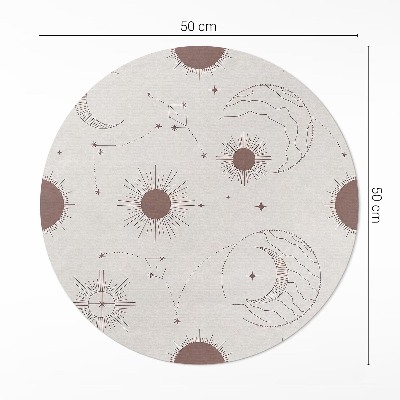 Covor rotund din vinil Motivul astrologic Cosmos Luni Stele