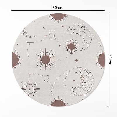 Covor rotund din vinil Motivul astrologic Cosmos Luni Stele