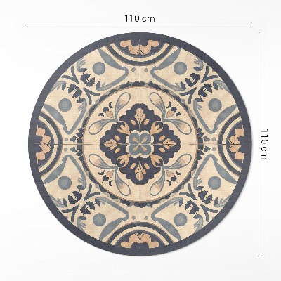Covor rotund din vinil Mozaic vintage cu motiv floral