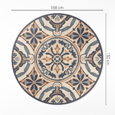 Covor rotund din vinil Mozaic antic cu motiv floral de epocă