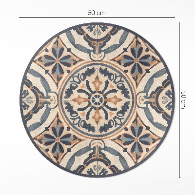 Covor rotund din vinil Mozaic antic cu motiv floral de epocă