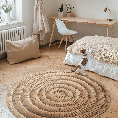 Covor rotund din vinil Împletitură boho minimalistă