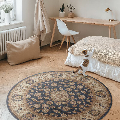 Covor rotund din vinil Modele persane în tonuri de caramel