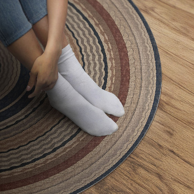 Covor rotund din vinil Împletitură în tonuri calde