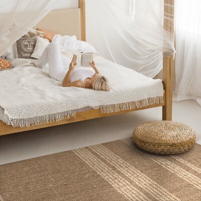 Covor interior din vinil Bej în linii de boho imitație de țesătură