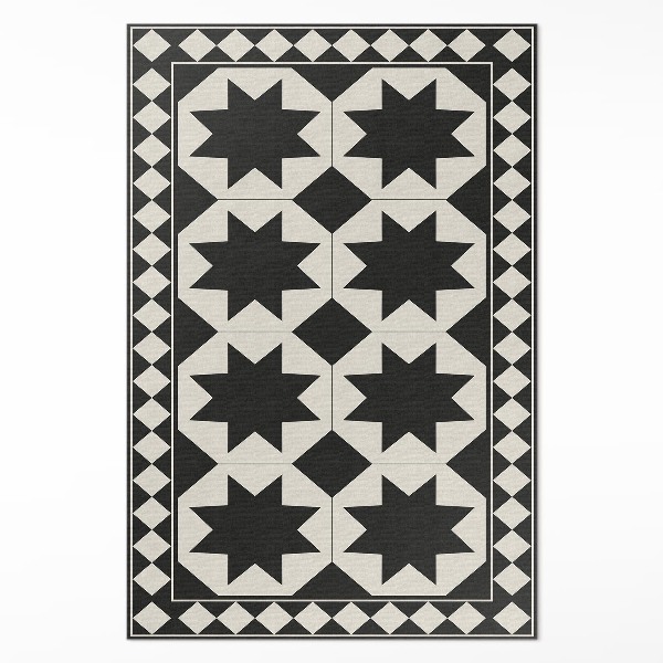 Covor de vinil acasă Stele albe și negre mozaic elegant