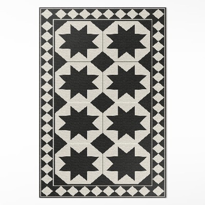 Covor de vinil acasă Stele albe și negre mozaic elegant