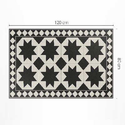Covor de vinil acasă Stele albe și negre mozaic elegant