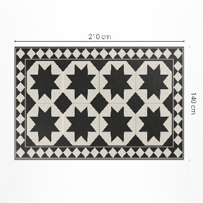 Covor de vinil acasă Stele albe și negre mozaic elegant