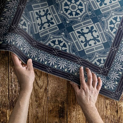 Covor de vinil Talavera albastru închis model de epocă frumos