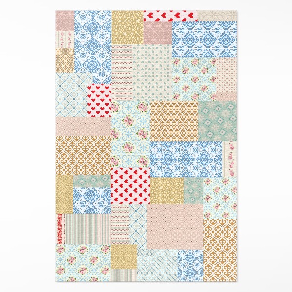 Covor interior din vinil Patchwork diverse bucăți imitație țesătură