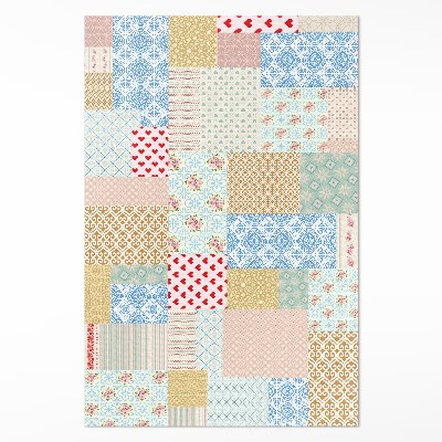 Covor interior din vinil Patchwork diverse bucăți imitație țesătură