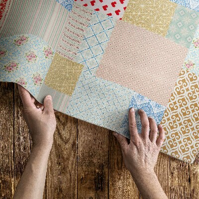 Covor interior din vinil Patchwork diverse bucăți imitație țesătură