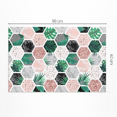 Covor de vinil acasă Hexagoane tropicale Plante și pietre