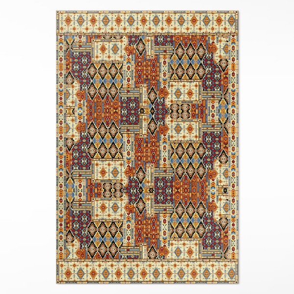 Covor de vinil acasă Geometric patchwork boho vintage