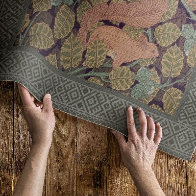 Covor interior din vinil Ilustrație cu veverițe și frunze de nuc