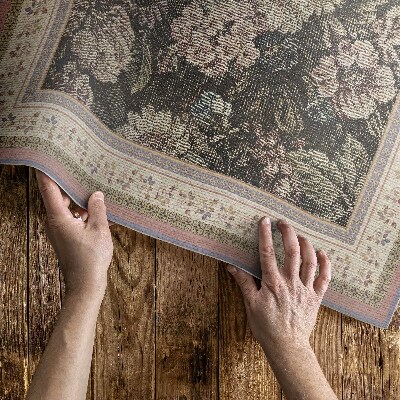 Covor interior din vinil Flori în imitație de țesătură în stil vechi