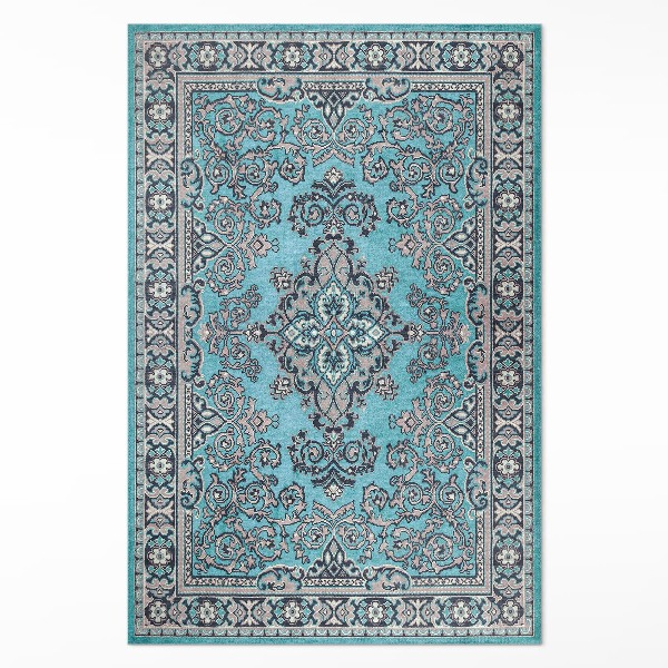 Covor de vinil Model decorativ albastru motiv vegetal
