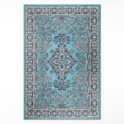 Covor de vinil Model decorativ albastru motiv vegetal