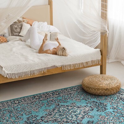 Covor de vinil Model decorativ albastru motiv vegetal