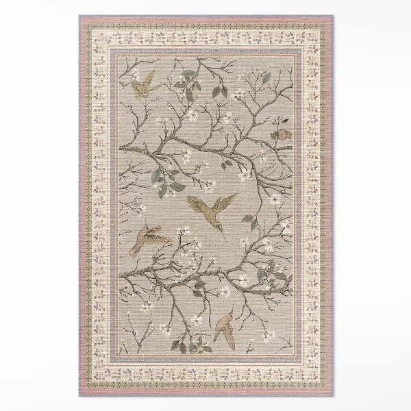 Covor de vinil Fundal floral delicat cu păsări
