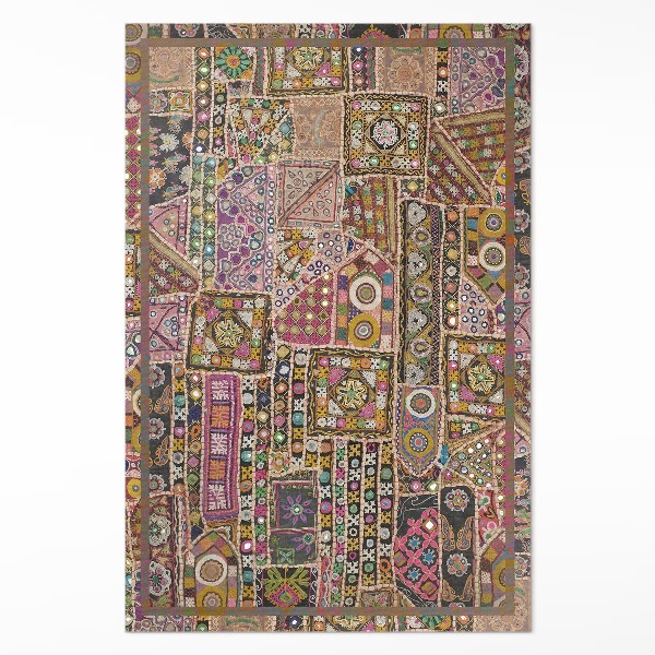Covor de vinil Model etnic vintage de tip patchwork