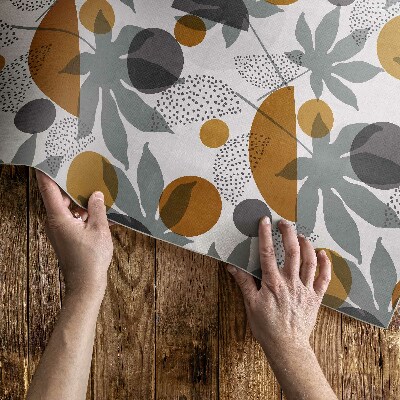 Covor de vinil acasă Ilustrație de frunze și forme boho
