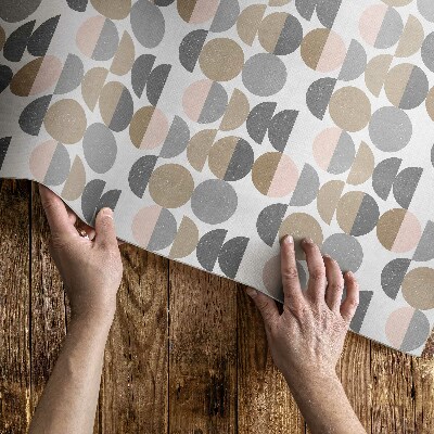 Covor de vinil acasă Cercuri și semilune model geometric retro