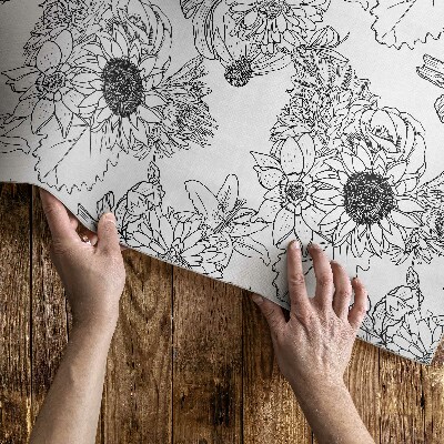 Covor interior din vinil Floarea-soarelui de desene animate flori frumoase de epocă