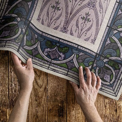 Covor interior din vinil Flori pe plăci ceramice retro
