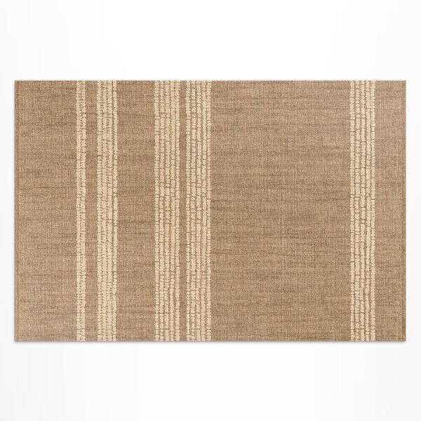 Covor interior din vinil Bej în imitație de țesătură cu linii boho
