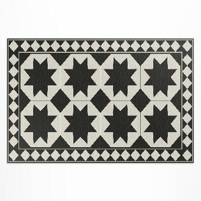 Covor de vinil acasă Mozaic elegant cu stele albe și negre