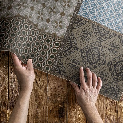 Covor de vinil acasă Amestec de modele de imitații textile