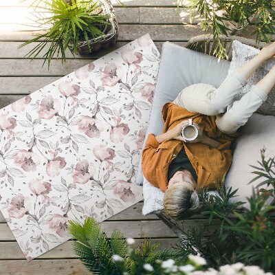 Covor interior din vinil Frumoase flori pictate în acuarelă plante