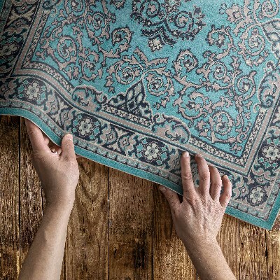 Covor de vinil Model decorativ albastru motiv floral