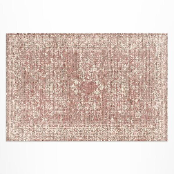 Covor interior din vinil Model floral vintage frecat roz pudră