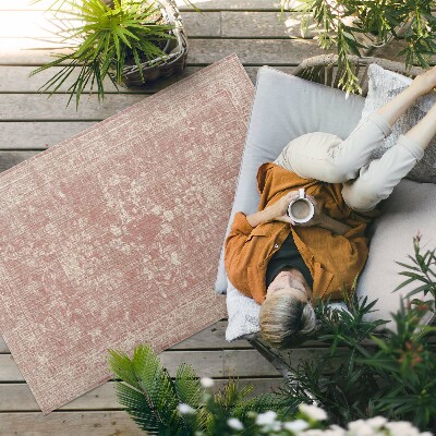 Covor interior din vinil Model floral vintage frecat roz pudră
